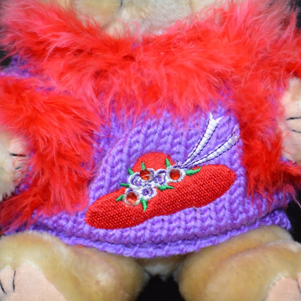 Red Hat Society Plush Jointed Teddy Bear VINTAGE - Picture 7 of 7